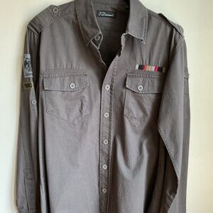 7 Diamonds Taupe Casual Button Down Shirt